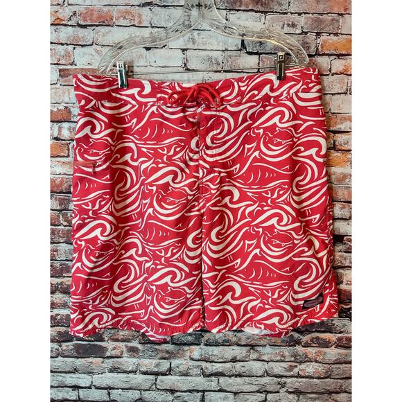 vineyard vines men's board shorts  swim trunks pink wave printed size 38 - Picture 1 of 5